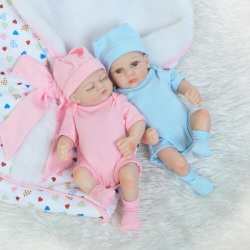 Mini twins 10 inch silicone Reborn dolls 28 cm doll body baby toys dolls for sale girls toys find an acrostic birthday