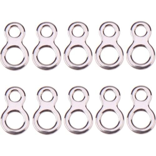 10Pcs/set Fishing Butterfly Jigging Stainless Steel Figure 8 Solid Ring Assist Hook Fishing Tackle Tool Accessories 3 Sizes