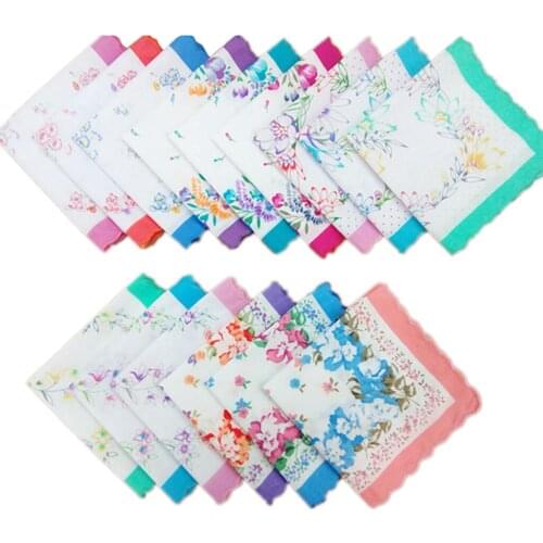 12pcs Women Square Multicolor Hankerchiefs Fashion Hankerchief