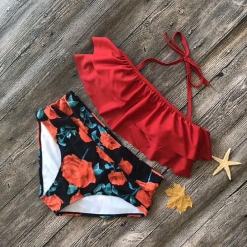Ladies Sexy Bikini High Waist Swimsuits Ruffles Bikinis Swimming Suit for Womens Push Up Bathing Suits Bikini 2021 New Beachwear