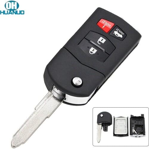 3+1 buttons Flip Remote Key Fob Shell Case fob 4 Button for Mazda 3 5 6 RX-8 CX-7 CX-9 RX-8 with uncut HU133 blade