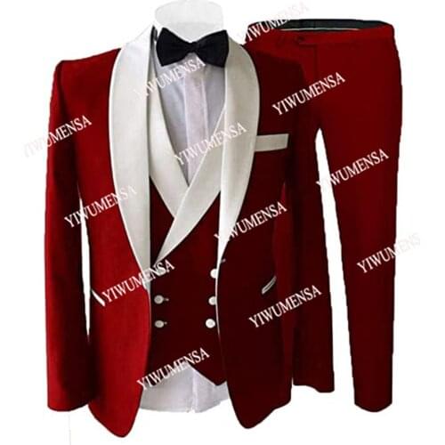 Groomsmen Wear Wedding Tuxedos Mens Blazers Masculino Tailor-Made Suits Slim Fit White Peaked Lapel Jacket+Vest+Pants 3 Pieces