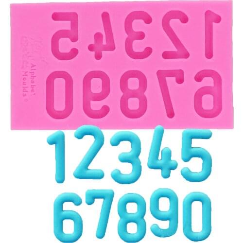 0-9 Numbers 3D Silicone Mold with Cookware Dining Kitchen,Dining & Bar Non-Stick Cake Decorating Fondant Mold T1190