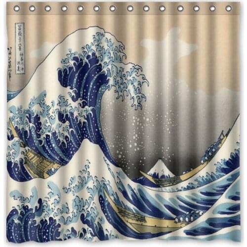 71*71inch Personalized Japan Ukiyoe Pattern Shower Curtain With Hooks Waterproof Polyester Bathroom Curtains Drop Shipping