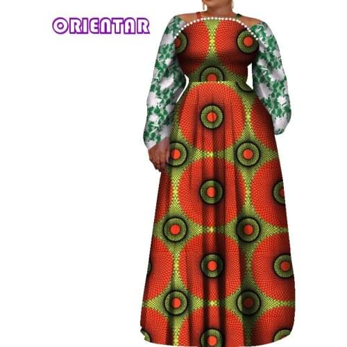 African Dresses for Women Long Dashiki Dress Bazin Riche Off Shoulder Ankara Dress Traditional Africa Clothing Plus Size WY8179