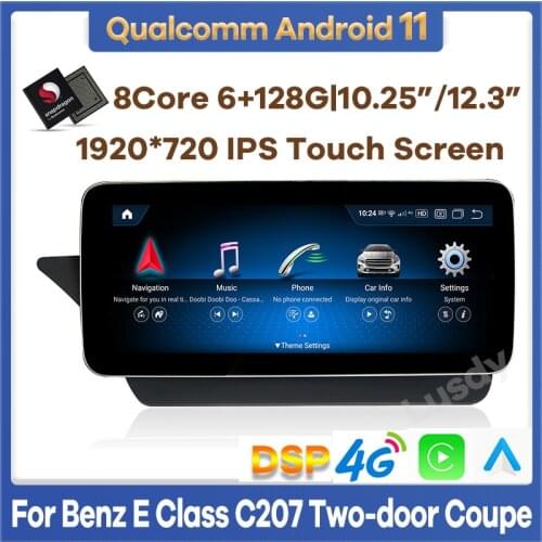12.3" Snapdragon 8Core 4+64G Android 10 Car Multimedia Player GPS Radio Stereo for Mercedes Benz E Coupe C207 E207 2009-2015