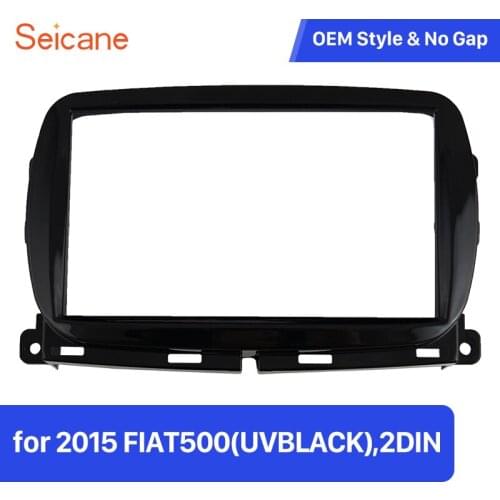 Seicane 2 DIN Car Radio Fascia Stereo Frame Install Dash Bezel Trim Kit Cover Trim For 2015 FIAT 500 (UV BLACK) 173*98mm