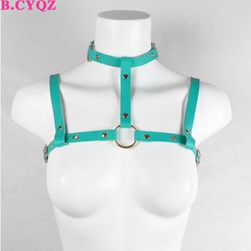 B.CYQZ Leather Harness Top Adjustable Suspender Sexy Goth Garter Body Bondage Belt Stocking Straps Rave Clothes Girls Lingerie