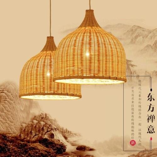 Bamboo Wicker Rattan Shade Pendant Lights Fixture Rustic Japanese Style Tatami Hanging Lamp Lustre Luminaire Dining Table Room