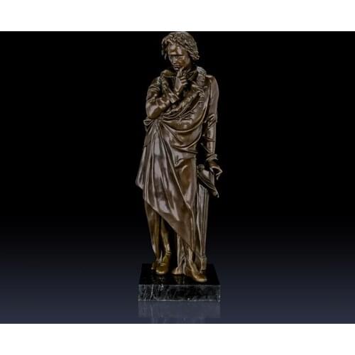 Large Beethoven Statue Sculpture Bronze Classical Vintage Art Home Floor Decoration Famous Man Collectible Figurine Life Size