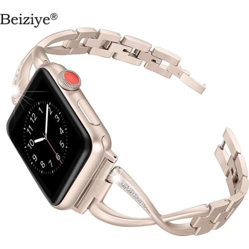 Diamond Bracelet Band For Apple Watch Band 44mm 40mm Series 5 4 38mm 42mm Women Jewelry Stainless Steel Strap For iWatch 3 2 1
