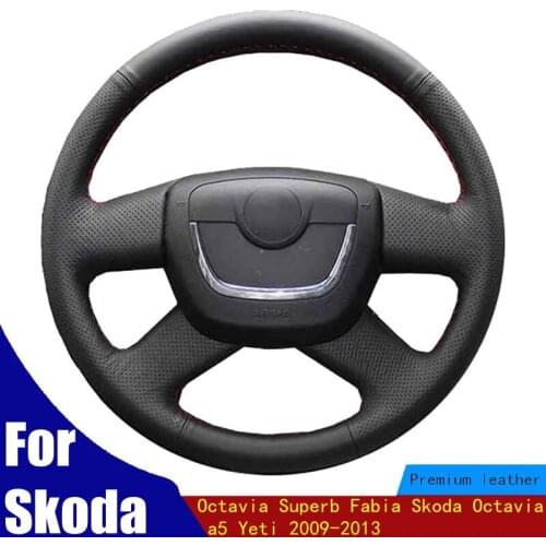 Car Steering Wheel Cover Artificial Leather Steering Wheel Wrap For Skoda Octavia Superb Fabia Skoda Octavia a5 Yeti 2009-2013