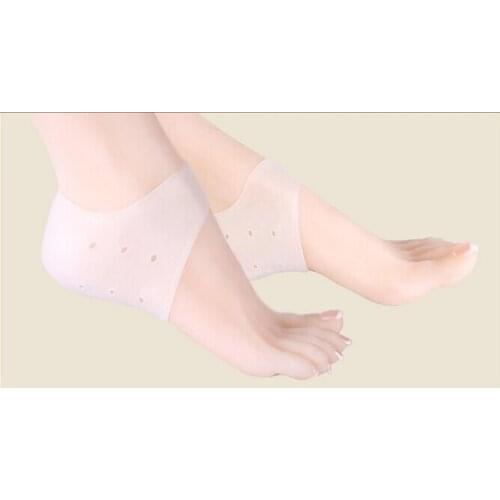 Relieve heel pain elastic silicone heel protector mat for prevention heel crack heel cover socks as wearproof cleft foot cushion