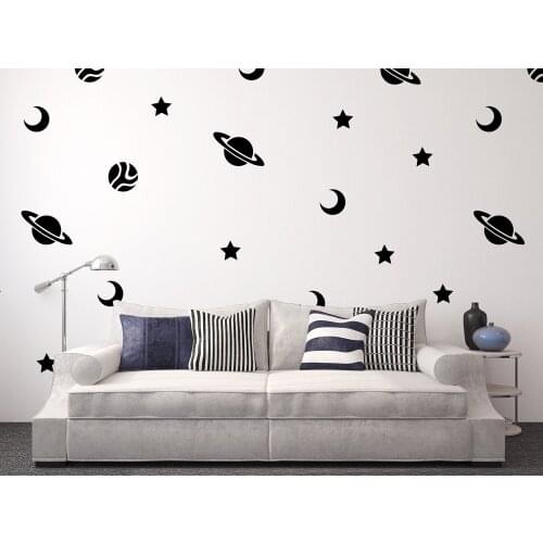 Giant Full Wall Adventure Wall Decal Space Nursery Boy Wall Decor Vinyl Stickers Scifi Outer Space Home Decal for Kids Room A906