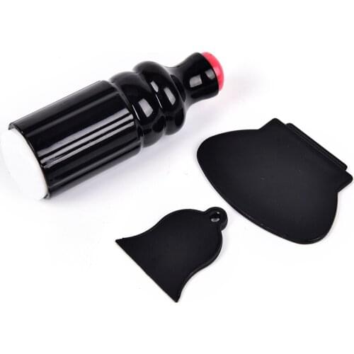 Creative Design Black Nail Art Stamper + 2Pcs Scraper Set Kit Stamp Stamping Device Plate Nail Art DIY Tools