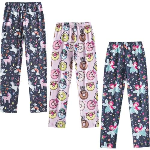 Girls Floral Leggings For Kids Skinny Stretch Pencil Pants Elastic Waist Cartoon Print Soft Pants Children Pattern Trousers