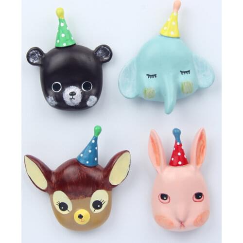 Cute Cartoon Bear Deer Rabbit Resin Magnet Stereo Refrigerator Magnets Creative Magnets Message Stickers Decorations