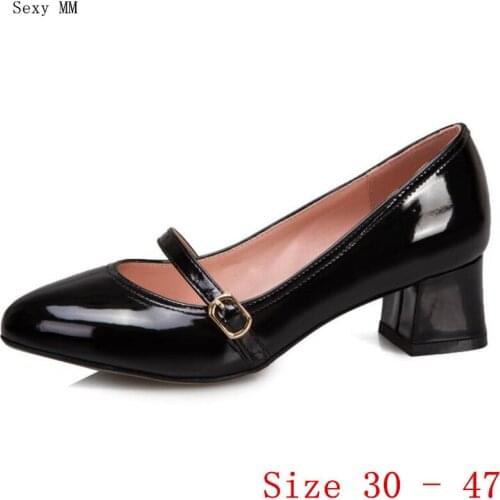 Med High Heels Women Square High Heel Shoes Pumps Stiletto Woman Party Wedding Shoes Kitten Heels Small Plus Size 30 - 47