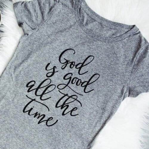 Fashion Slogan Vintage Tops Grunge Goth T Shirt Womens Tshirt God Is Good All The Time Gray Tee for Her Women