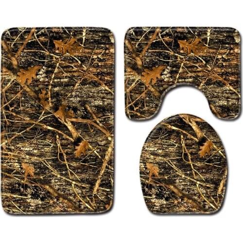 Natural Landscape Carpet Three-piece Toilet Mat Cartoon Printing Non-slip Floor Mat Animal Bathroom Decoration Door Mat