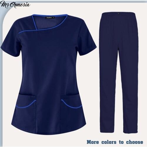 New Cotton Print Scrub Shirt Beauty Salon Work Lab Uniform Pet Shop Health Working Workers Clothes Medical Surgical Scrubs Tops