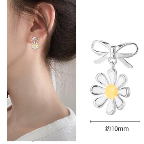 New Arrival Lady Silver 925 Sterling Earrings For Girl Jewelry Cute Bowknot Flower Drop Earring For Lady Accessories Charm Gift