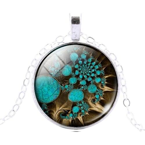 Spiral Pendant Necklace Fractal Necklace Sacred Geometry Necklace Fashion Silver Color Statement Chain Necklace