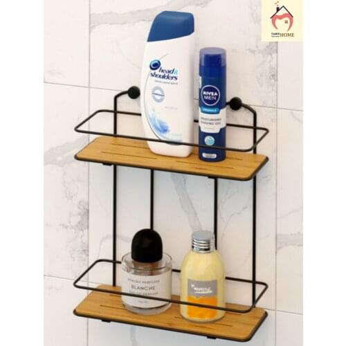 Bathroom-Accessories Shelf Metal and Wooden no Plastic 2 Layer