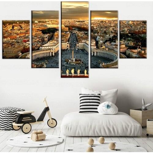 HD Printed Poster Decorative Modular Pictures Canvas 5 Pieces Italy Rome Vatican Paintings Modern Wall Art Decor Framework