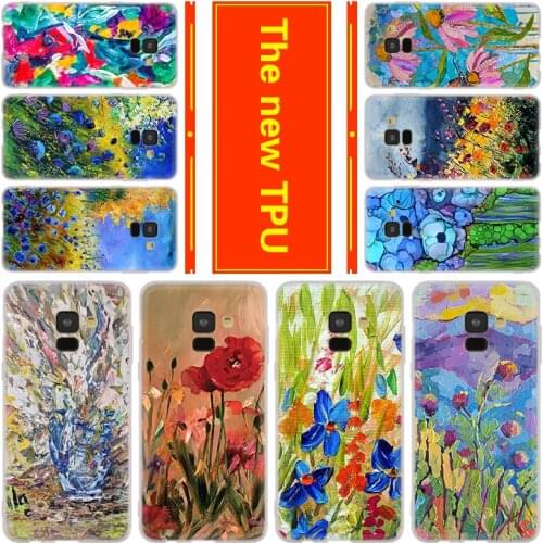 For Samsung Case A72 A71 A70 A52 A51 A50S A50 A42 A32 A21S A20S A20 A30 A12 5G A8 A7 A6 Plus Vivid oil painting flowers