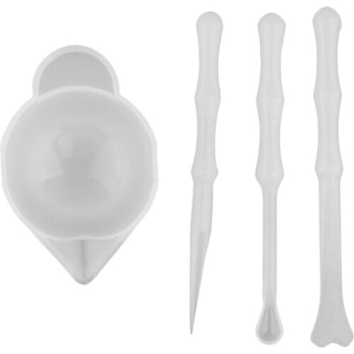 4 Pieces Silicone Cups and Stirrers for Resin Color Mixing UV Resin Epoxy Resin Casting Equipment DIY Jewelry Tools