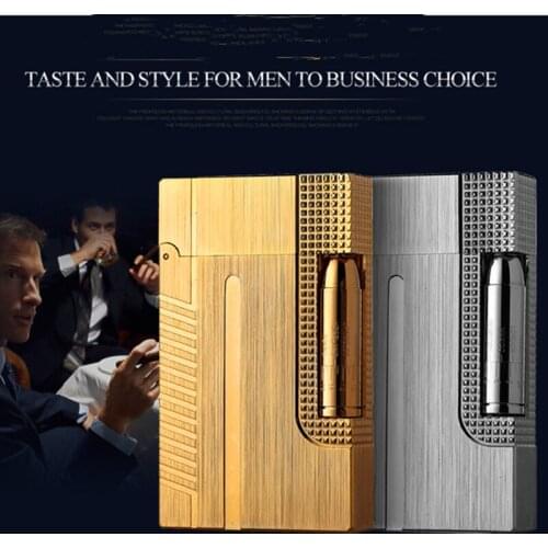 2021 New Business Engraving Windproof Lighter with Cling Sound Butane Gas Refillable Outdoor Lighters Gadgets for Men Gift