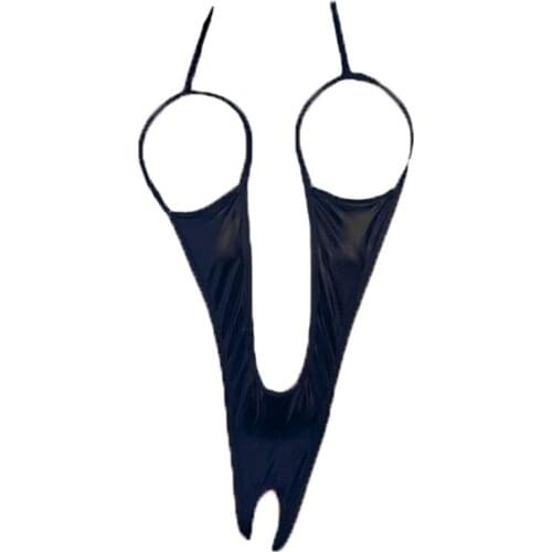 Women crotchless sexy lingerie pu leather sexy costumes open bra erotic costume pole dance exotic apparel fantasias dessous