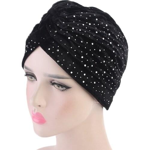 Women Velvet Twisted Turban Solid Color Headwrap Chemo Cap