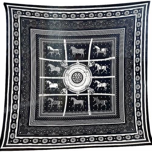 130cm Luxury New Orange war horse chain Women Kerchief Scarves For Ladies Fashion Shawl imitation silk wool big square shawl