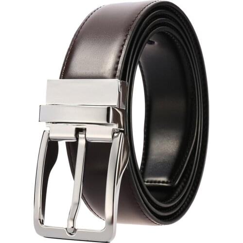 Gold Pin Buckle Belts For Men Luxury Design Cow Leather Belts Good Quality Brown Color And Black Color Male Waist Belt