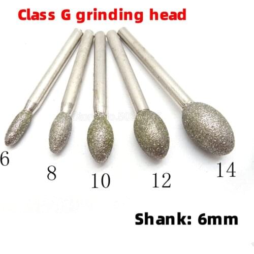 1PCS 6mm Shank Oval Diamond Grinding Head Needle Jade Carving Tools Stone Polishing Abrasive Electroplating Polished
