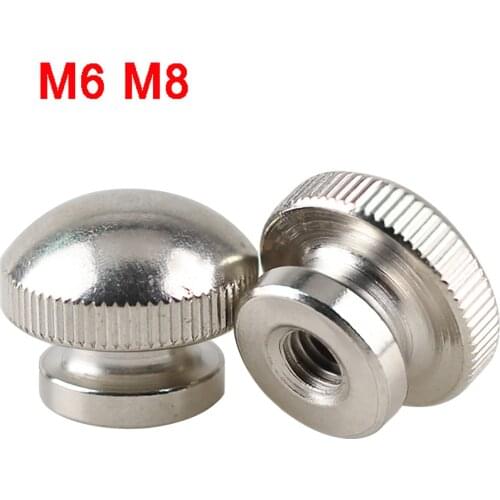 1Pcs M6 M8 Round Head Knurled Thumb Nuts Ni-plated Corbon Steel Hand Grip Knobs Nut Cap