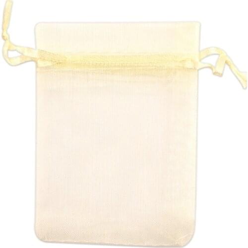100Pcs Beige Organza Bags Wedding Party Decoration Drawable Packaging Jewelry Candy Packaging Organza Bags & Pouches
