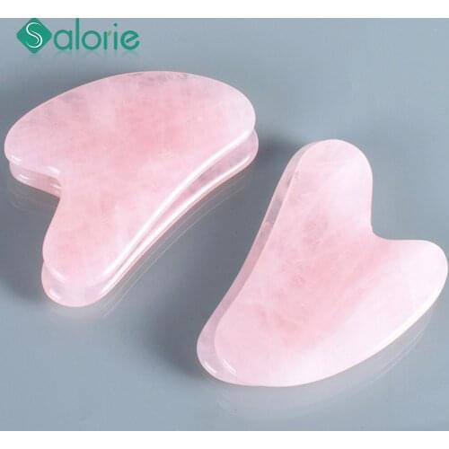2PCS Quartz Jade Stone Heart-shaped Guasha Scraper Massage Tool Handmade Guasha Board Anti Cellulite Wrinkle for Face Neck Body