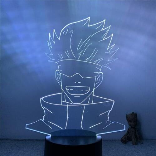 3D Lamp Action Figure Jujutsu Kaisen Gojo Satoru Smiling Face LED NightLight 7 Colors Touch Table Decor Night Light Gift Model