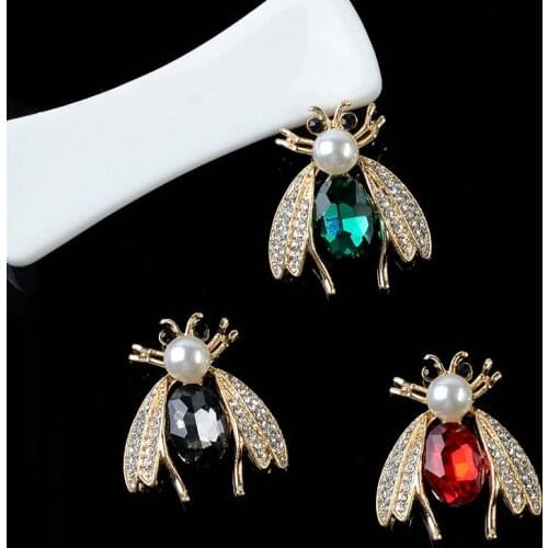 5Pcs New3-color Inlaid Pearl Animal Rhinestone Alloy Jewelry Flower Plate Button DIY For Hair Clothing Brooch Pin Accessories