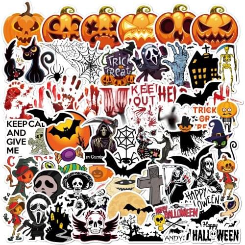 60Pcs Halloween Stickers Decoration DIY Scrapbooking for Car Guitar Laptop Luggage Skateboard Decals Graffiti Stickers