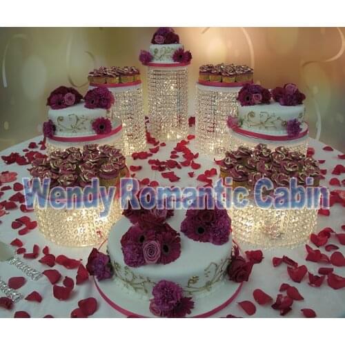7pcs/set Crystal Cake Stand for Wedding Round Crystal Wedding Cake Stand, DHL/Fedex Free Ship, Wedding Centerpiece Cake holder