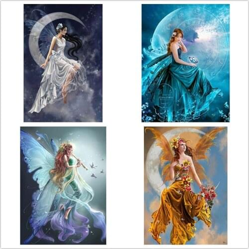 5D DIY Diamond Painting Cross Stitch Diamond Embroidery Fantasy Moon Girl Needlework Round Home deco Christmas Diamond Mosaic