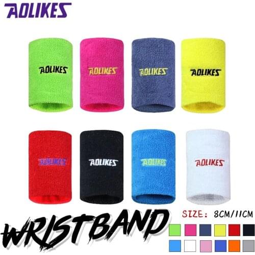 AOLIKES 1PCS 8 Colors Gym Yoga Cotton Sweat Wristbands Sport Wrist Brace Support Sweatband For Tennis Badminton Running