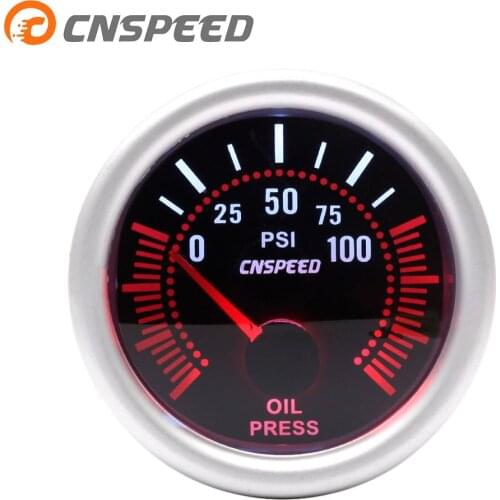 Free Shipping CNSPEED 2'' 52mm Auto Oil Pressure Gauge 0-100PSI Universal Smoke Len LED With Oil Press Sensor Car Gauge