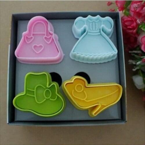 Free Ship Bakeware Pastry Decorating Mould Tools Cookie Cutter Set Fondant Mold Cartoon Lady Hat/Suit/Shoes/Bag Cake Mold