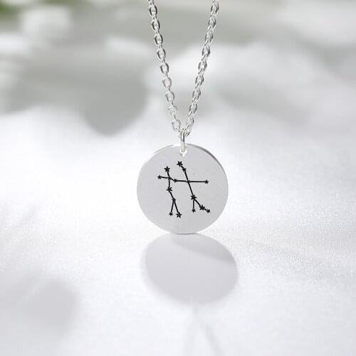 Star Zodiac Sign 12 Constellation Necklaces For Women Men Kids Gold Chain Aries Leo Taurus Gemini Cancer Choker Birthday Gifts