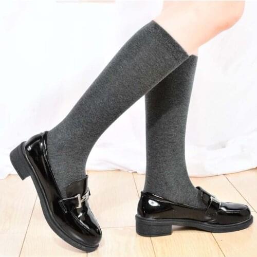 Autumn Winter Black Over The Knee Socks for Girls Kids 1-15Y Solid Color Cotton Childrens Warm Long Socks School Girl White